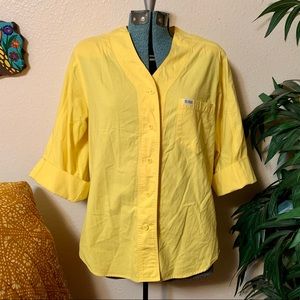 Size 14 80s vintage bright yellow shirt